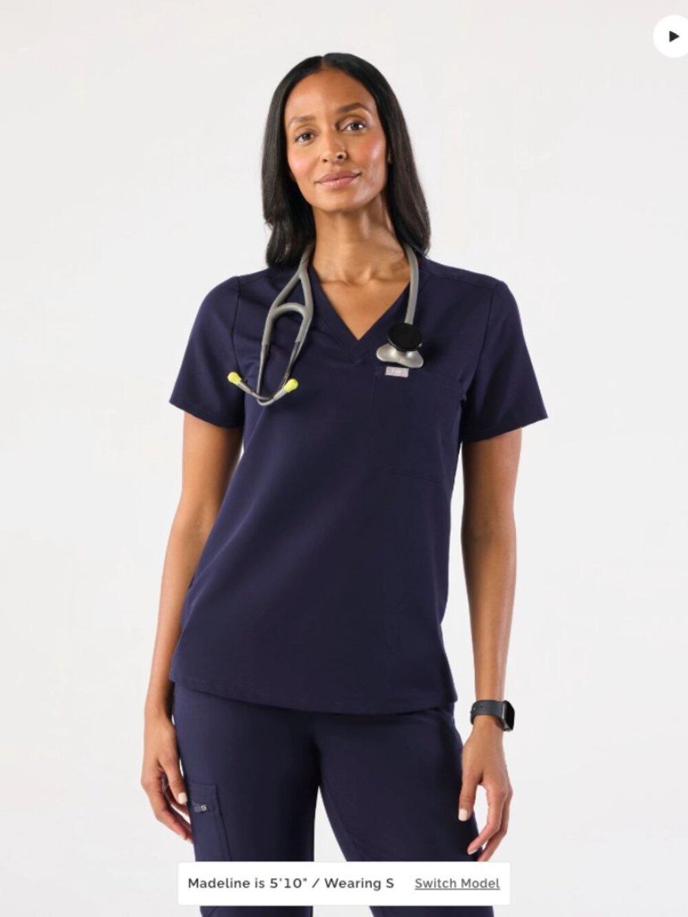 FIGS Women’s‎ Catarina One-Pocket Scrub Top Navy Size Large